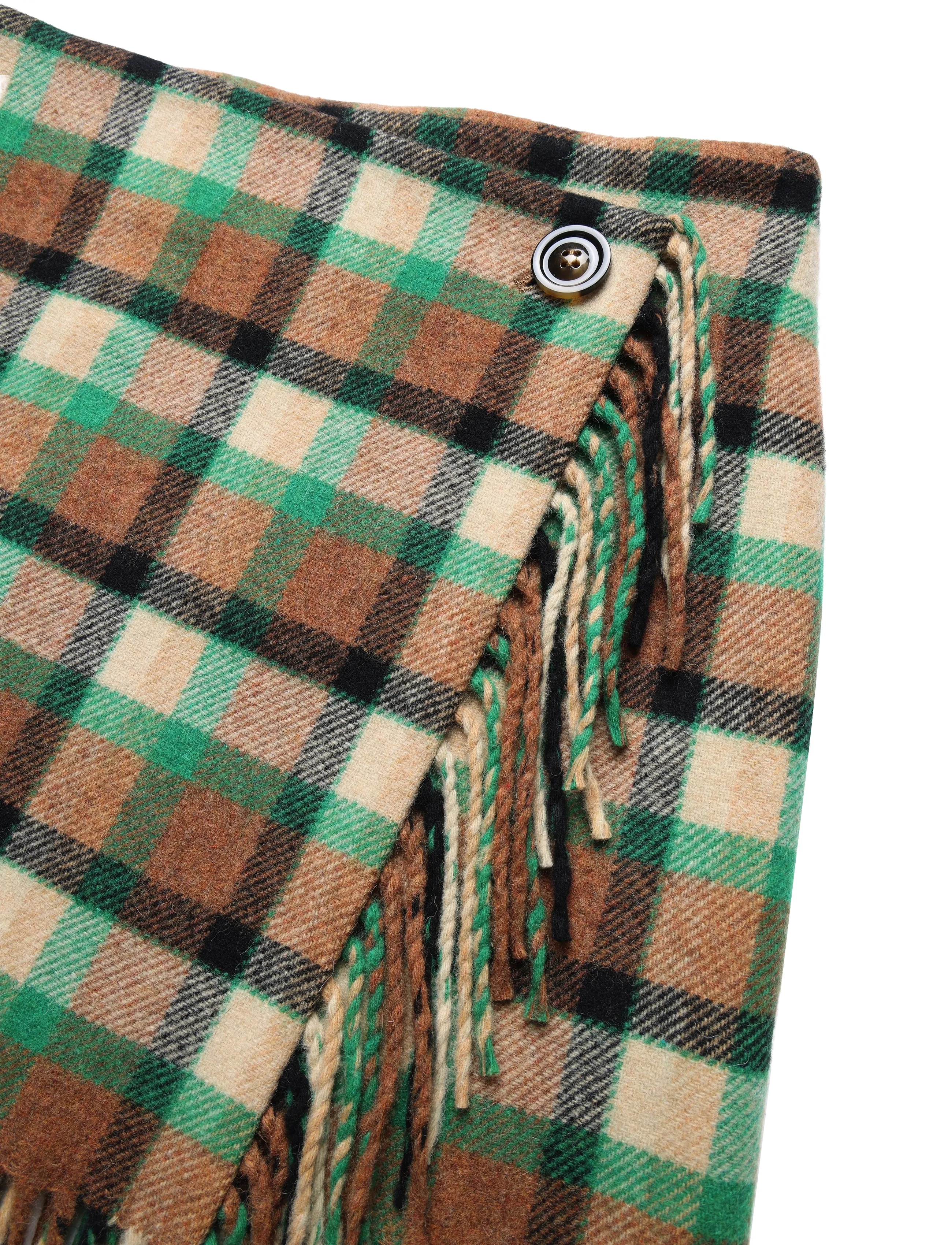 RODEBJER - Rodebjer Aera Check Fringe - nutty/leaf green - 2