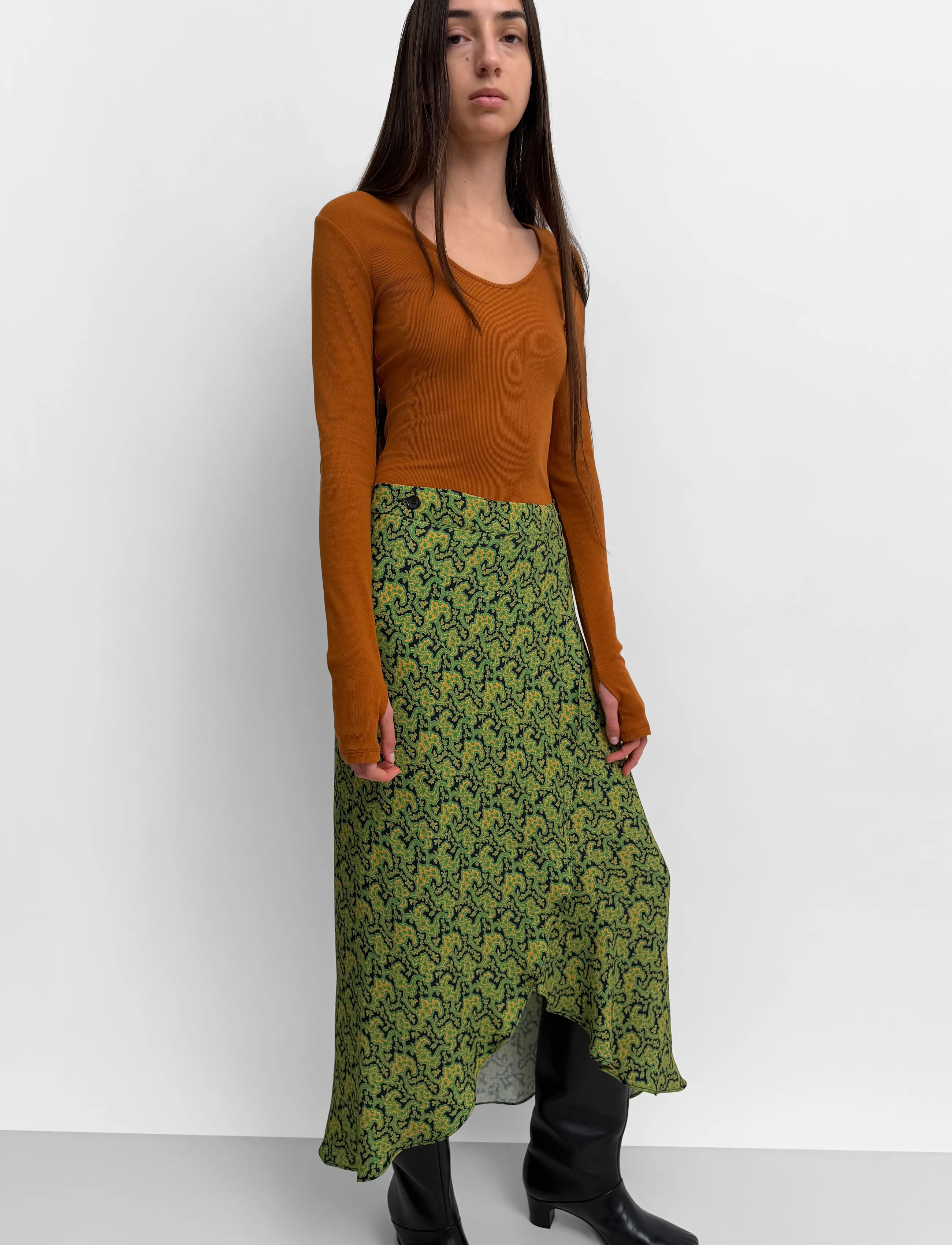 RODEBJER Rodebjer Hizomi Viscose Prt - Wickelröcke - BRANCHES PAISLEY GREEN / green
