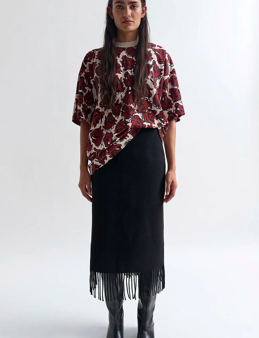 RODEBJER - Rodebjer Blaine Fringe - strikkede nederdele - black - 0
