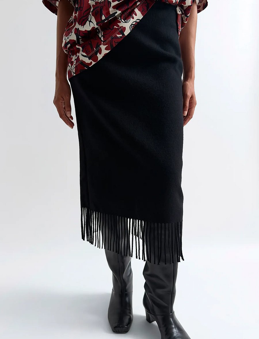 RODEBJER - Rodebjer Blaine Fringe - strikkede nederdele - black - 3