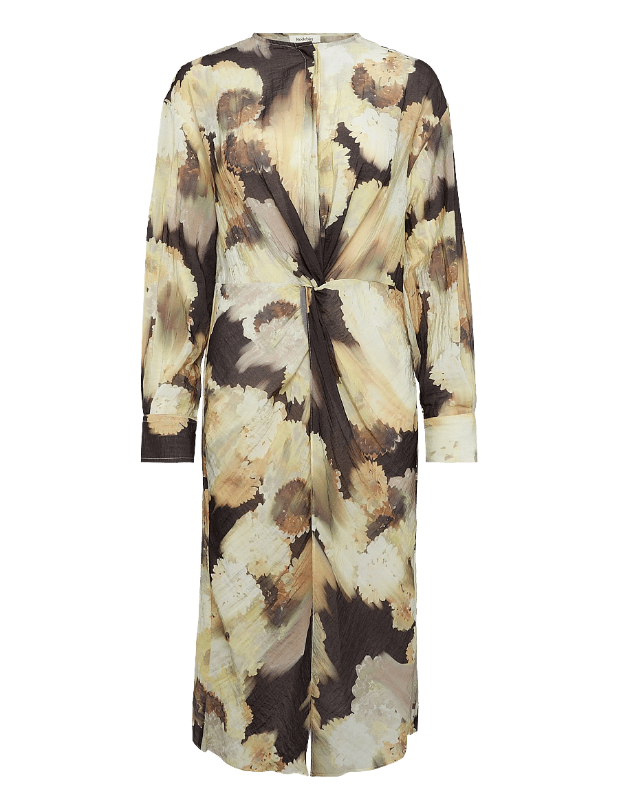 RODEBJER - RODEBJER CECILIE LONG BLURRY FLOWER - midi dresses - blurry flower brown - 0