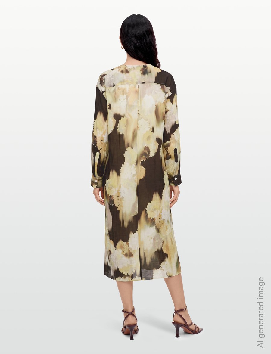 RODEBJER - RODEBJER CECILIE LONG BLURRY FLOWER - midikleider - blurry flower brown - 4