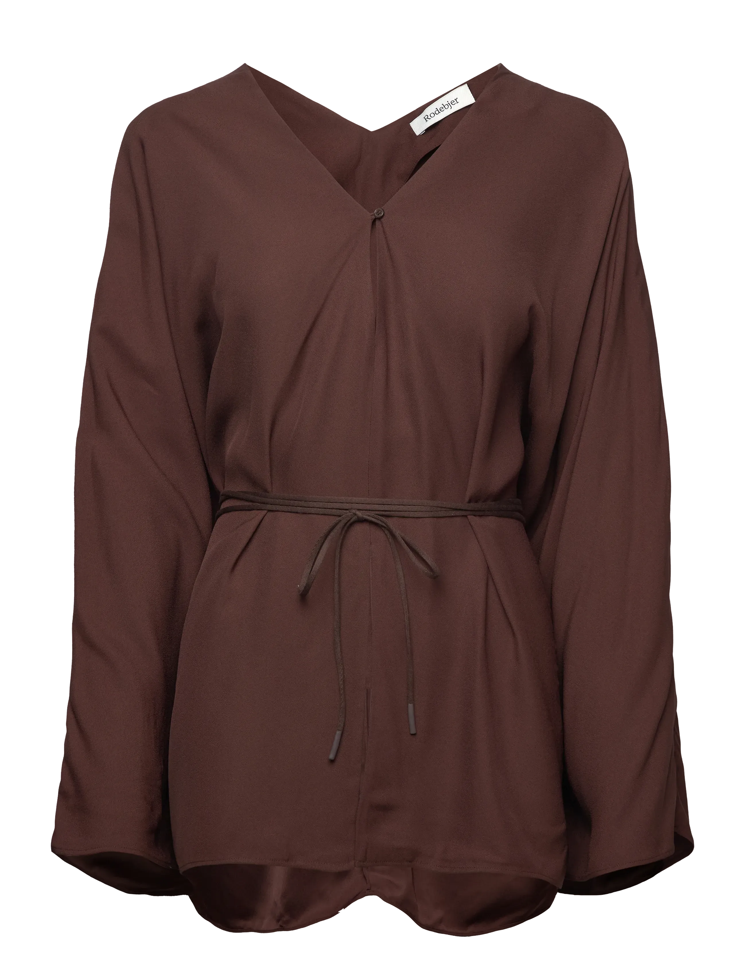 RODEBJER Glory, Kvinder, V-Hals Bindebluse, Brun, Str: M/L
