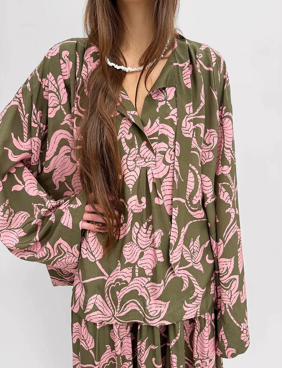 RODEBJER - RODEBJER DENALI FRENCH LILY - langærmede bluser - olive/pink - 4