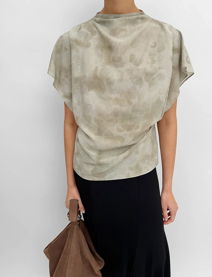 RODEBJER - Rodebjer Amaya Clouds - short-sleeved blouses - sage green - 0