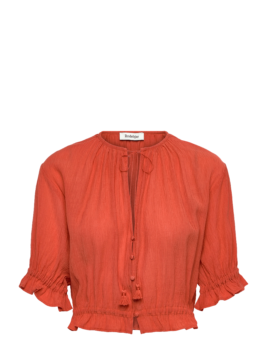 RODEBJER - Rodebjer Perla Plissé - kurzärmelige blusen - bleached red - 1