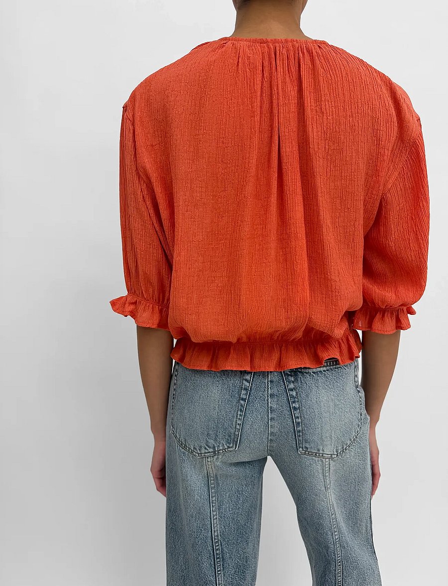 RODEBJER - Rodebjer Perla Plissé - kurzärmelige blusen - bleached red - 3