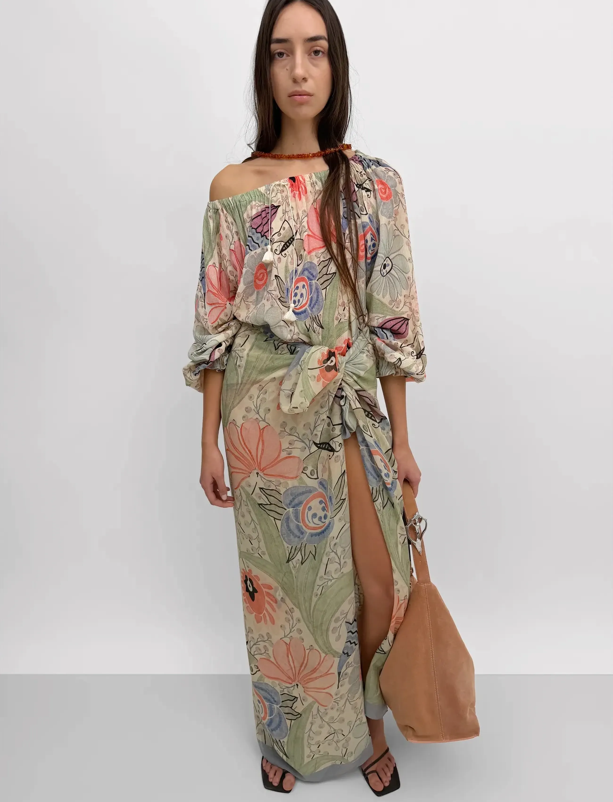 RODEBJER Rodebjer Salvia Ducharne - Blusen - CORAL MULTI / khaki/green