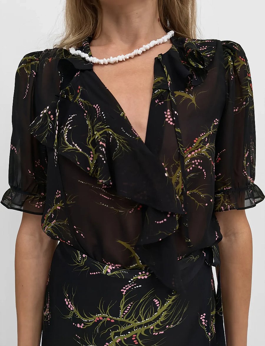 RODEBJER - Rodebjer Xandria Seaweed - kurzärmelige blusen - black/olive - 3