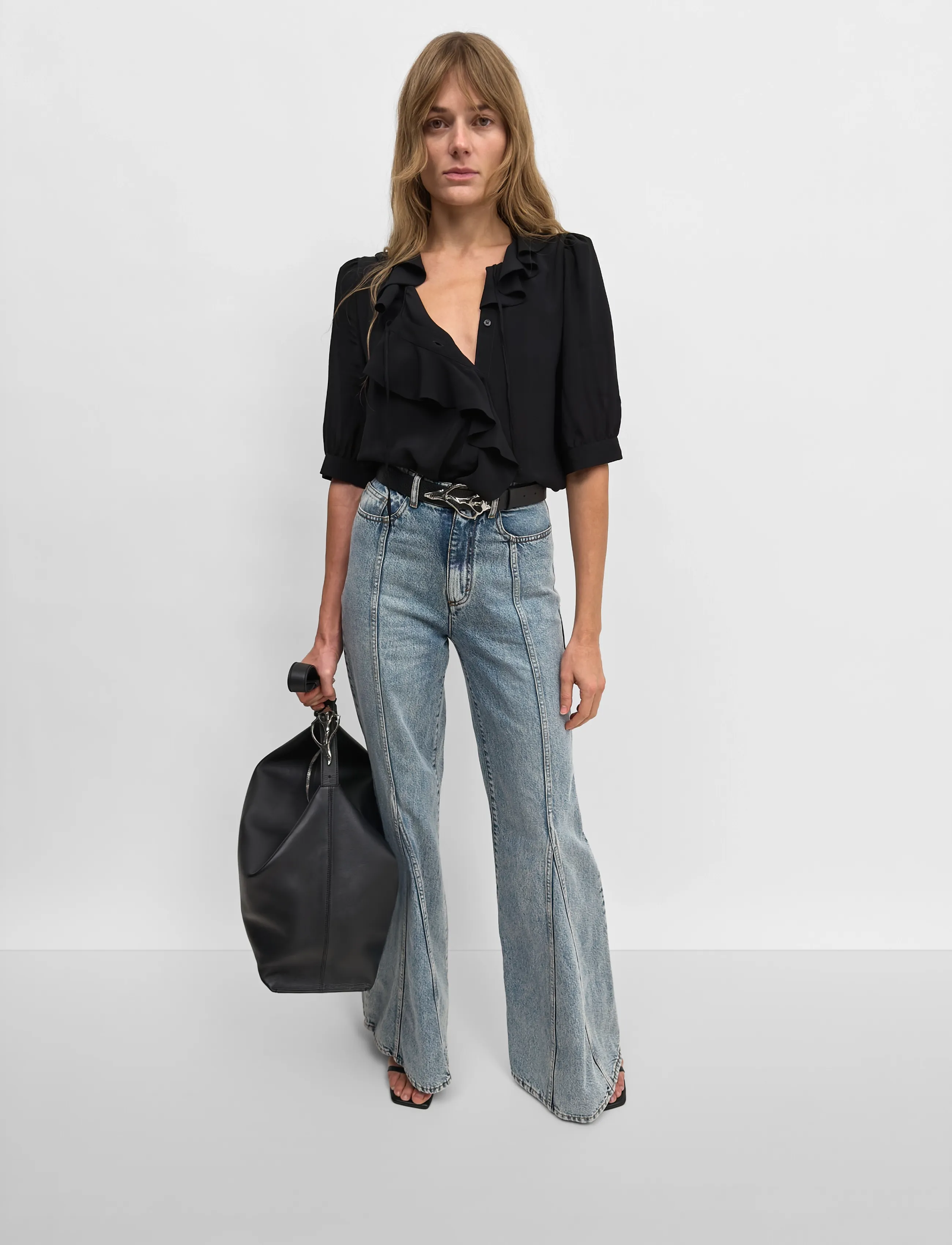 RODEBJER Rodebjer Xilla Fluid Solid - Kortärmade blusar - BLACK / black