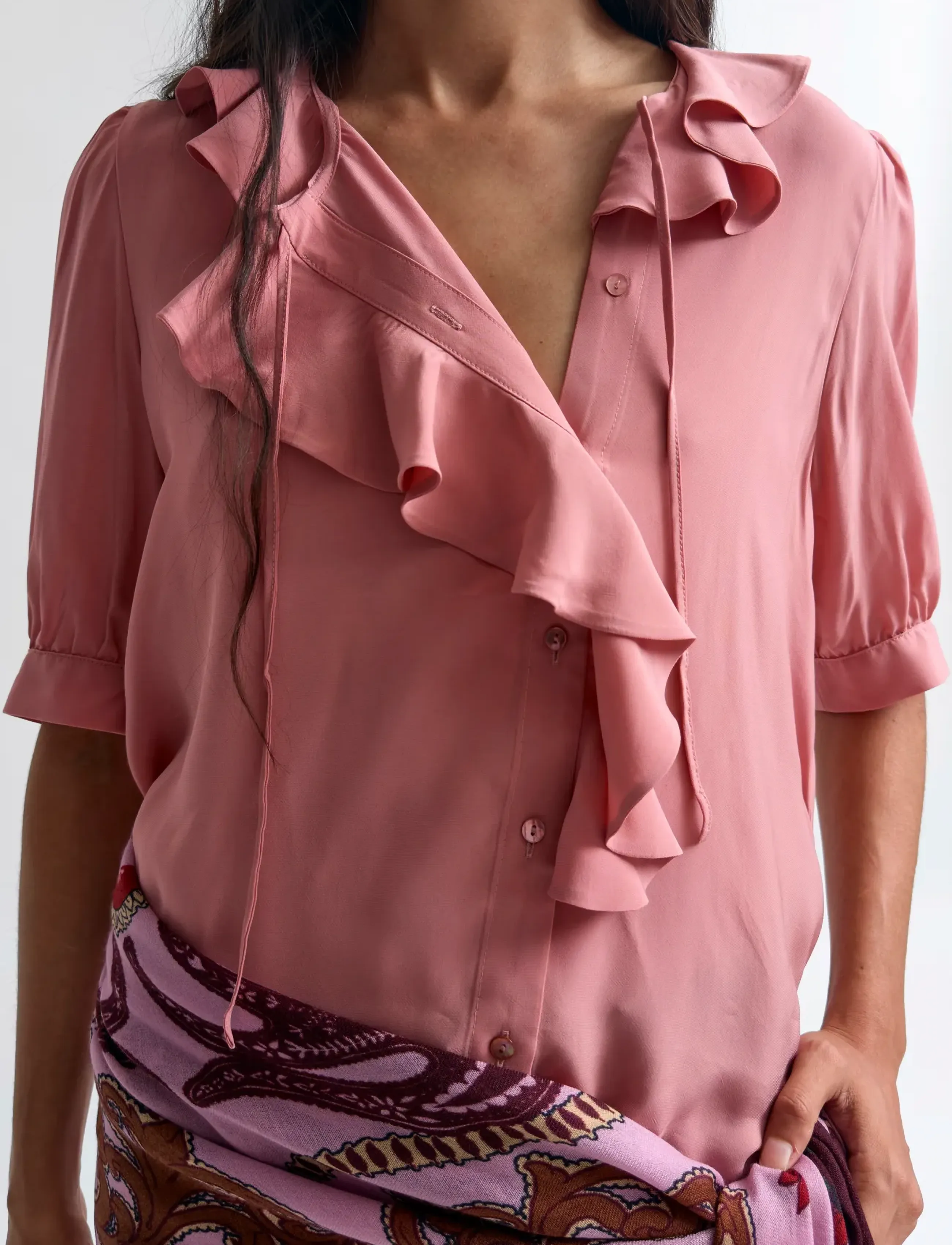 RODEBJER - Rodebjer Xilla Fluid Solid - blusen mit dreiviertelärmel - rock pink - 3
