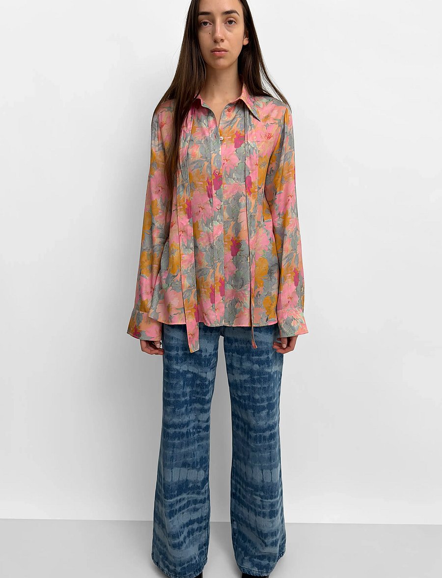 RODEBJER - Rodebjer Euni Floral Shine - long sleeved blouses - paint pink/saffron - 0