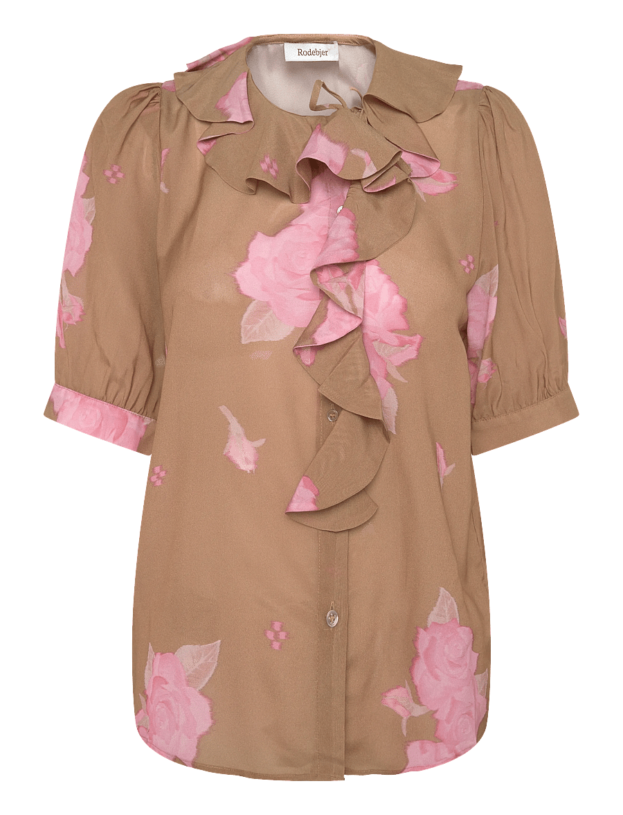 RODEBJER - Rodebjer Xilla Fluid Print - three-quarter-sleeved blouses - spaced rose nougat - 1