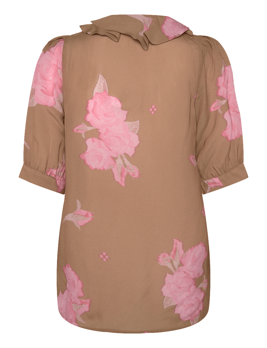 RODEBJER - Rodebjer Xilla Fluid Print - three-quarter-sleeved blouses - spaced rose nougat - 2