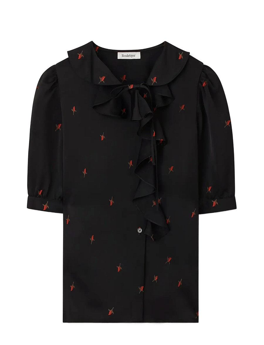 RODEBJER - Rodebjer Xilla Budding Rose - kurzärmelige blusen - retro red/black - 1