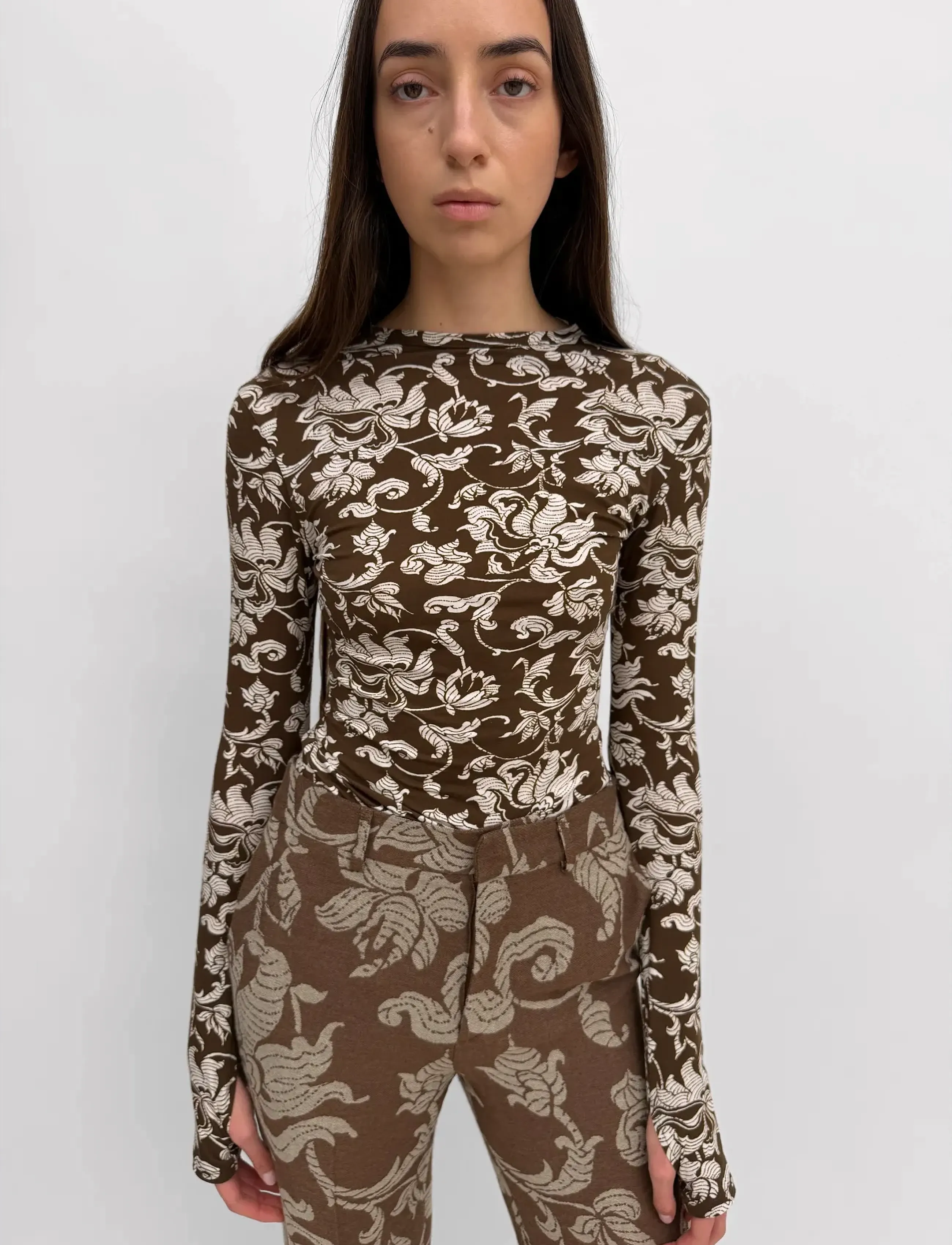 RODEBJER Rodebjer Karlai French Lily - Langärmlige Tops - BROWN/CREAM / brown