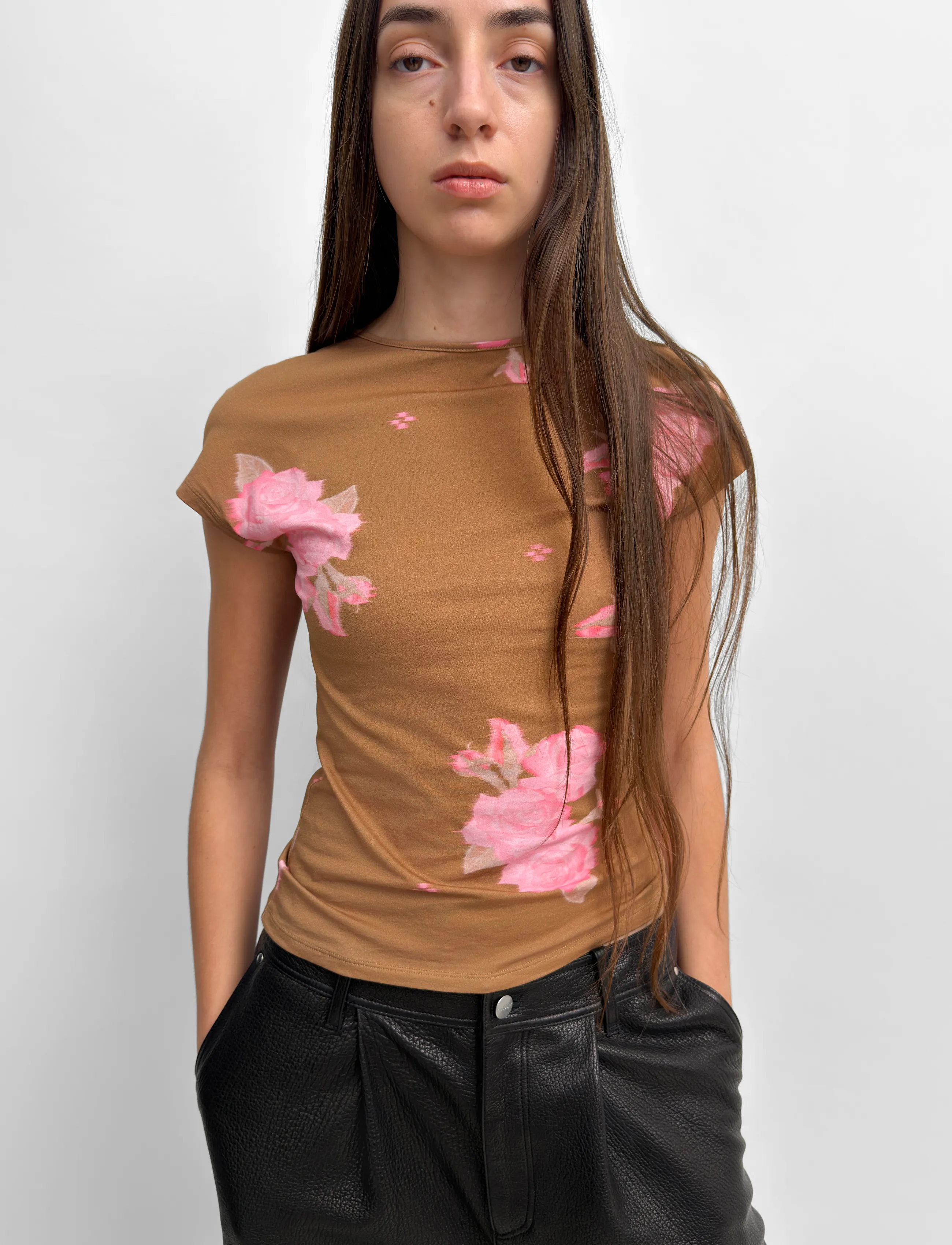 RODEBJER Rodebjer Otta Prt - T-Shirts & Tops - SPACED ROSE NOUGAT / brown