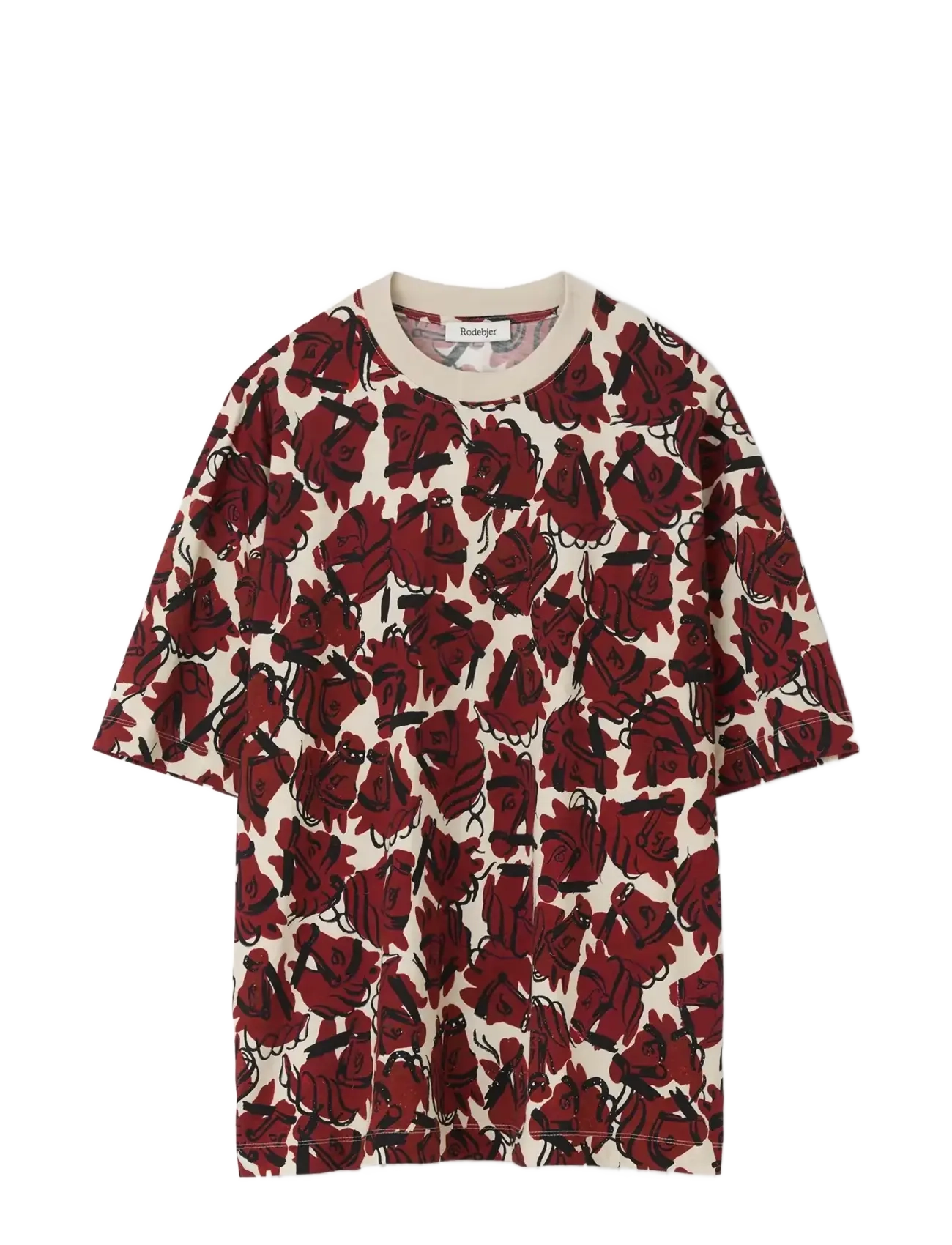 RODEBJER Rodebjer Toni Horses - T-Shirts & Tops - GRAPE RED/PAPER / burgundy