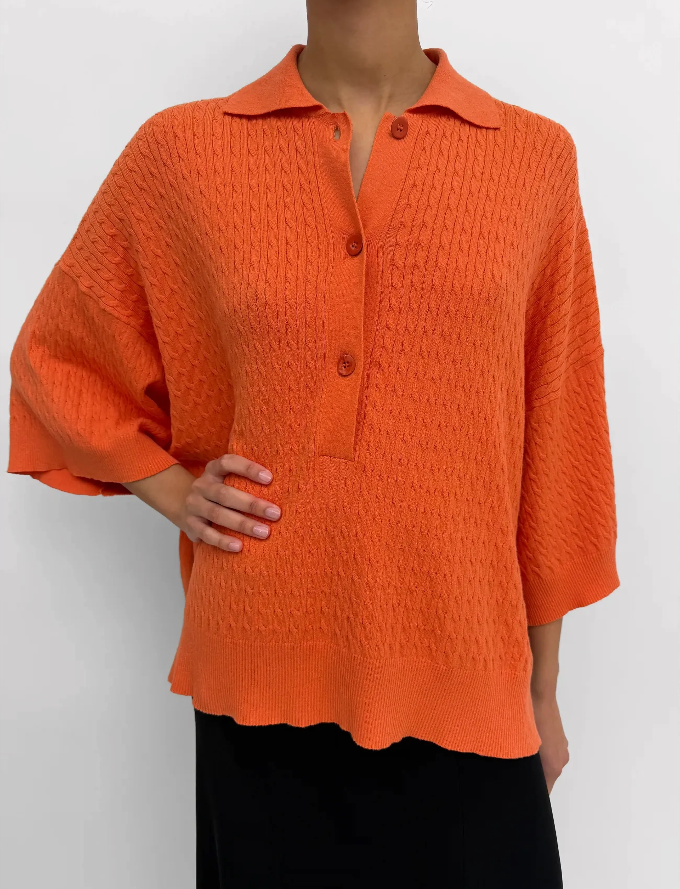 RODEBJER Rodebjer Adore Cable, XL, Orange, Strik > Trøjer, Dame