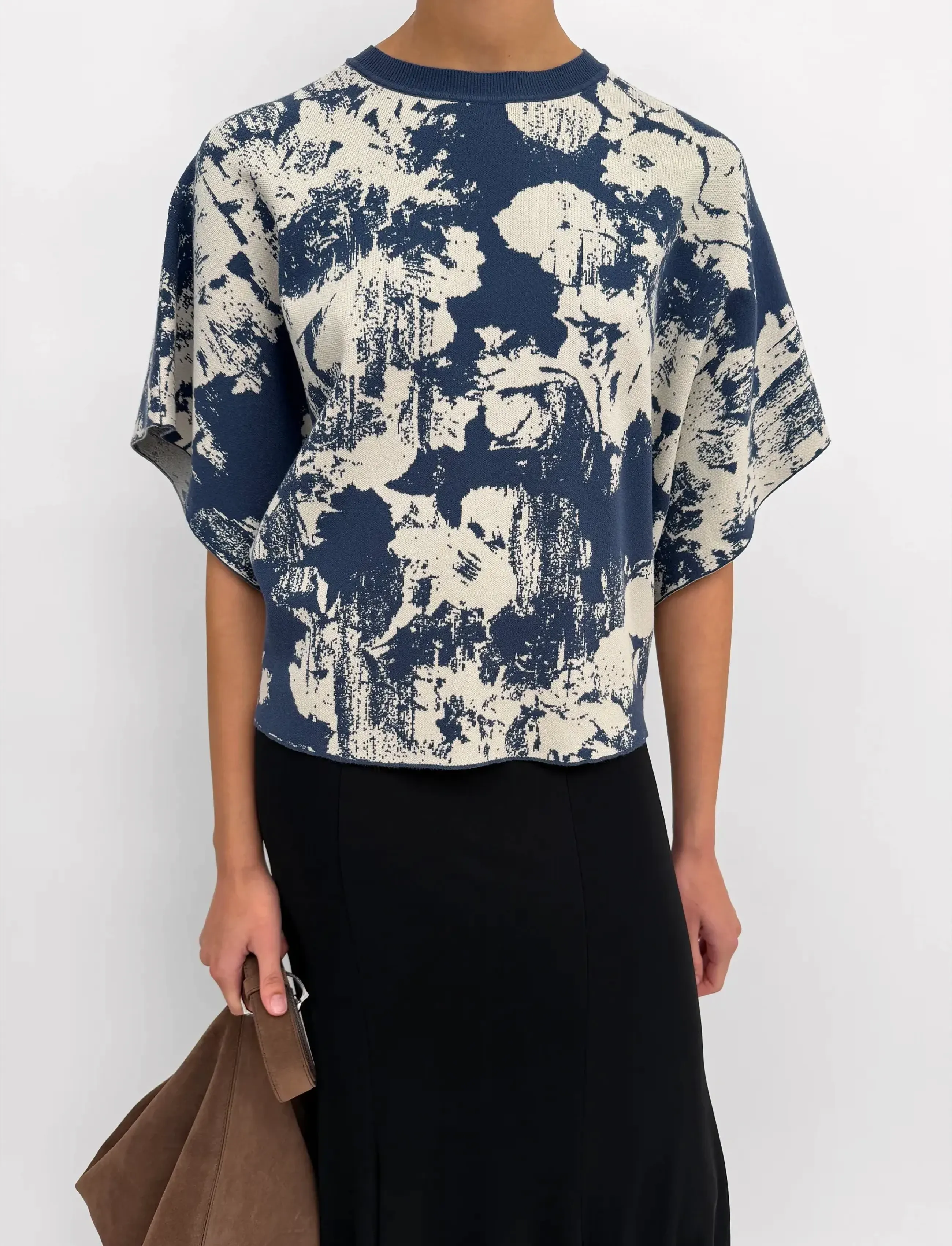 RODEBJER Rodebjer Poppi Denim Flower - T-shirts & Toppe - NAVY/SAND / navy