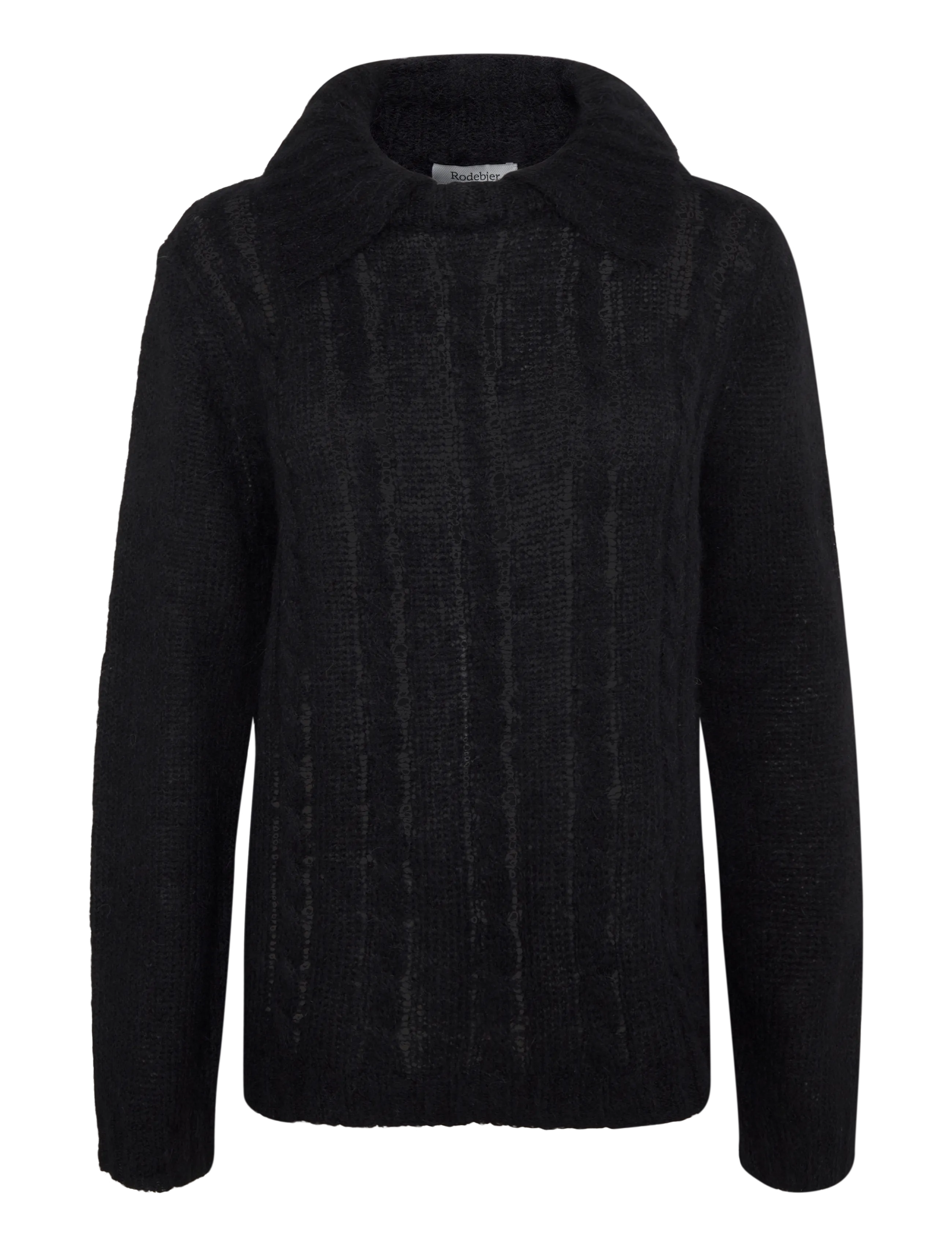 RODEBJER Jungan, Damen, Strickpullover mit Kragen, Schwarz, Gr: S