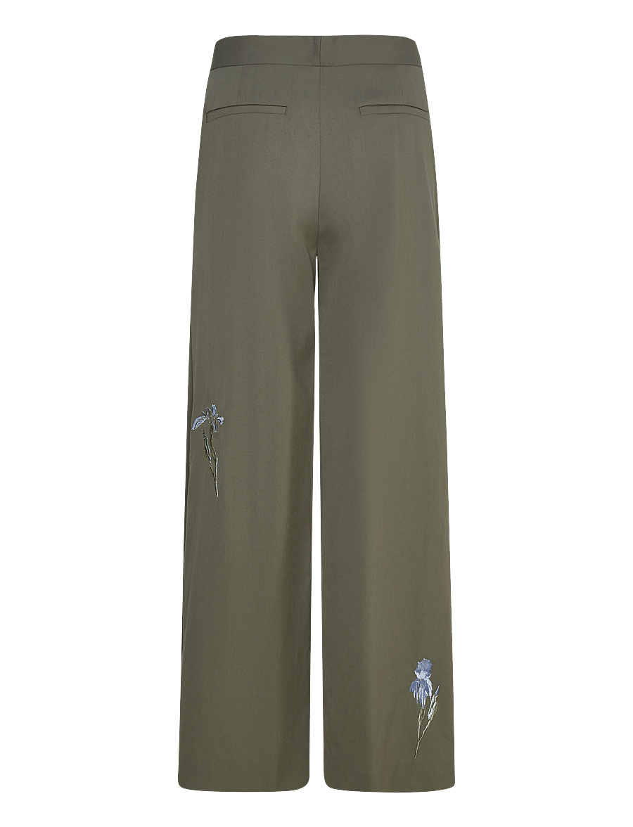 RODEBJER - Rodebjer Nora Embroidery - hosen mit weitem bein - dark moss - 1