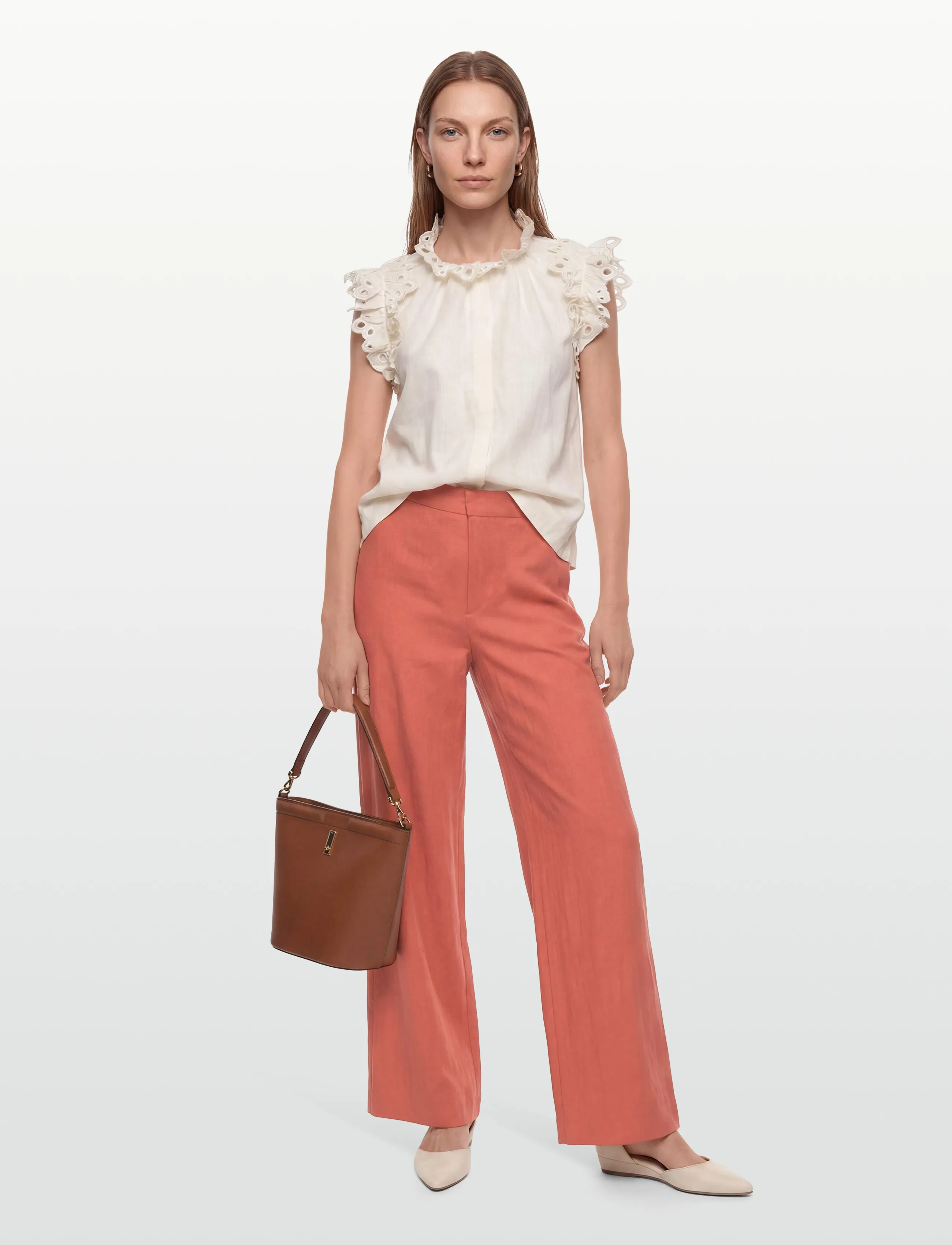 RODEBJER RODEBJER NORA TENCEL - Trousers - BLEACHED RED / coral