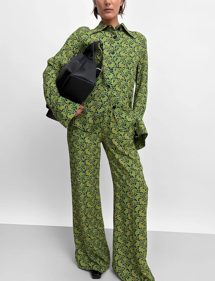 RODEBJER - Rodebjer Ezra Viscose Prt - hosen mit weitem bein - branches paisley green - 0
