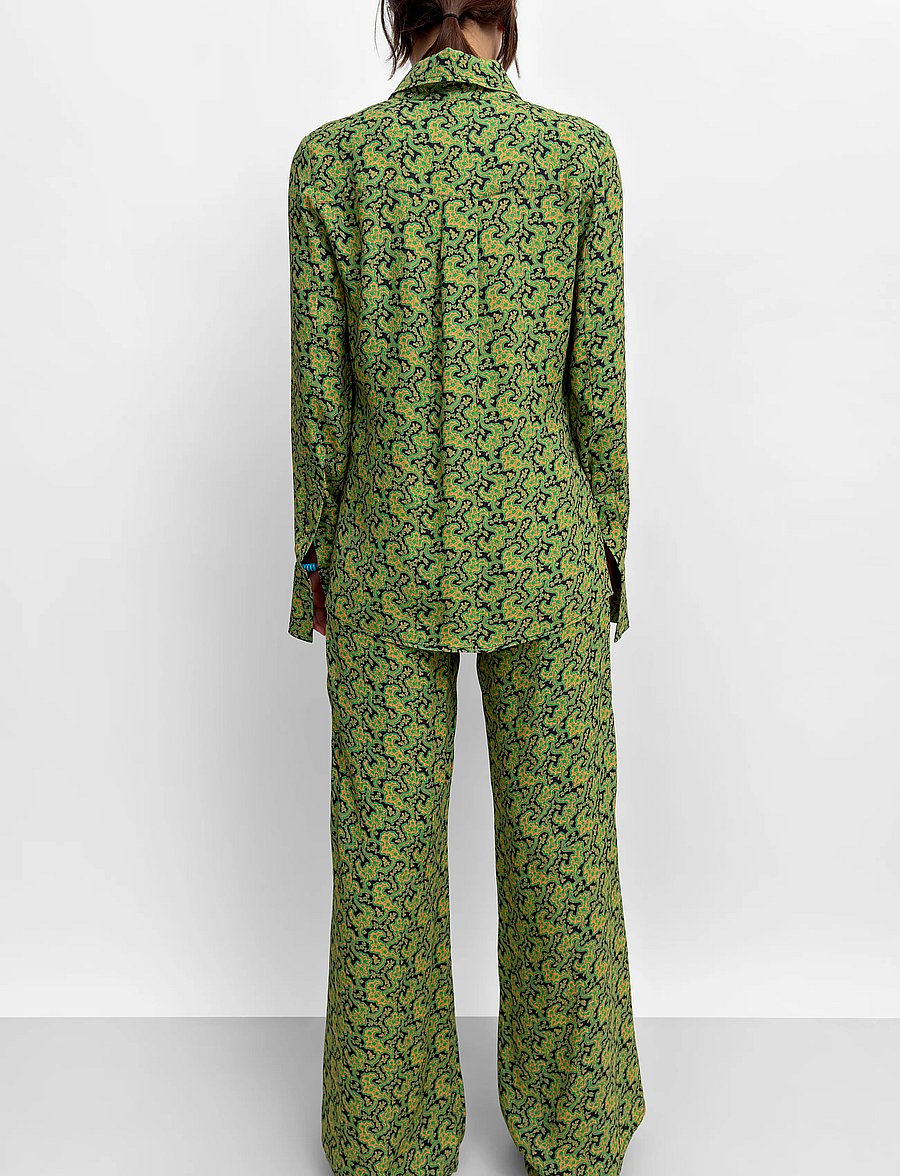 RODEBJER - Rodebjer Ezra Viscose Prt - hosen mit weitem bein - branches paisley green - 3