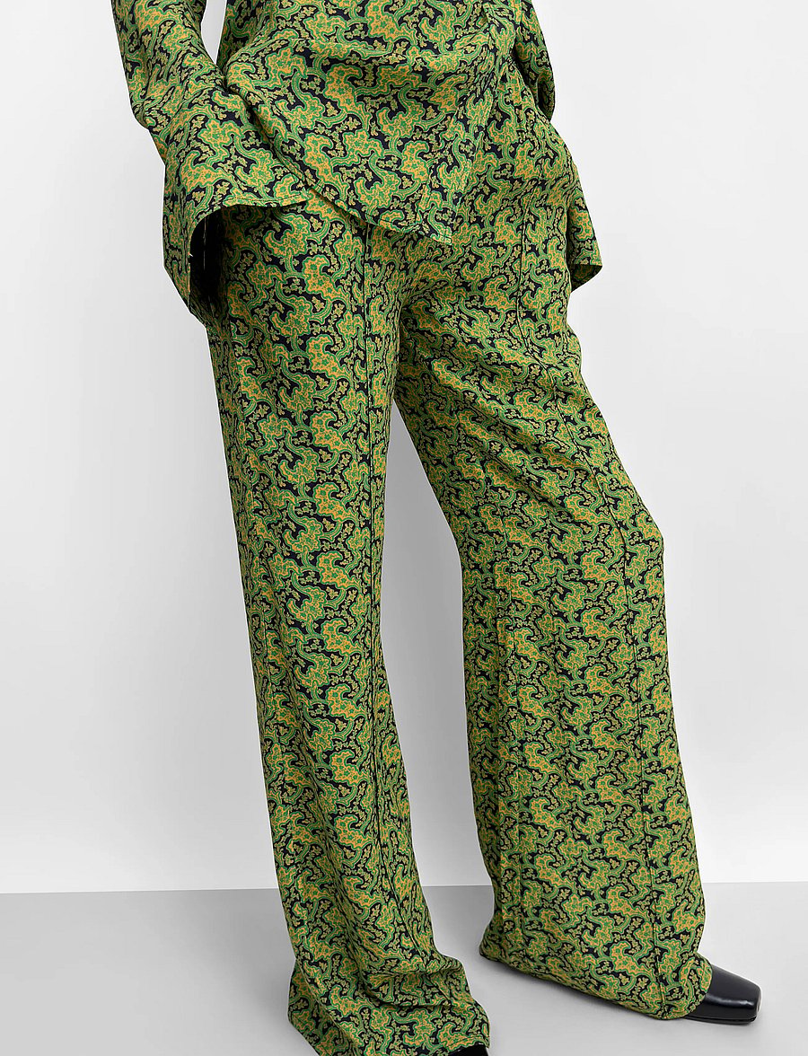 RODEBJER - Rodebjer Ezra Viscose Prt - hosen mit weitem bein - branches paisley green - 4
