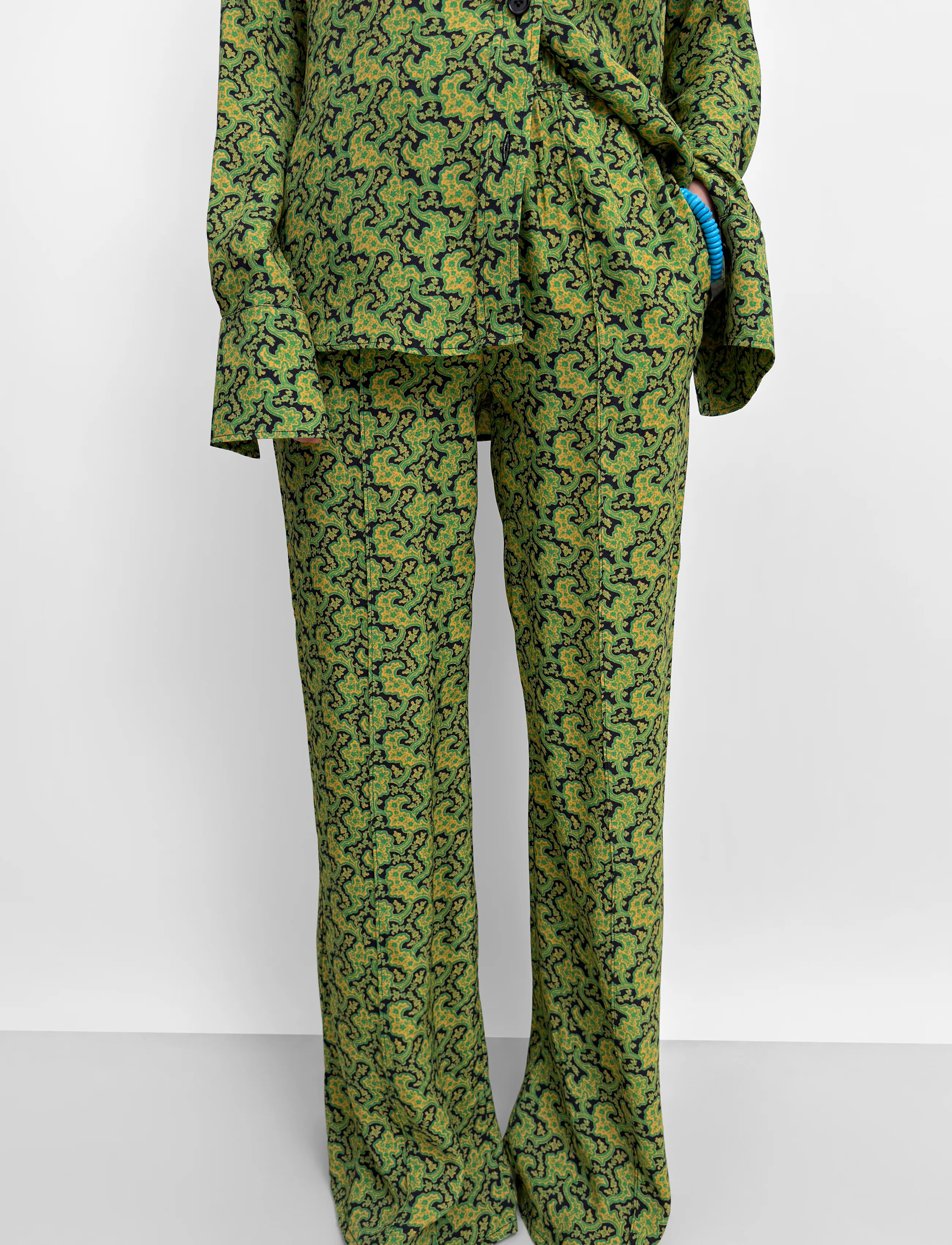 RODEBJER - Rodebjer Ezra Viscose Prt - hosen mit weitem bein - branches paisley green - 5