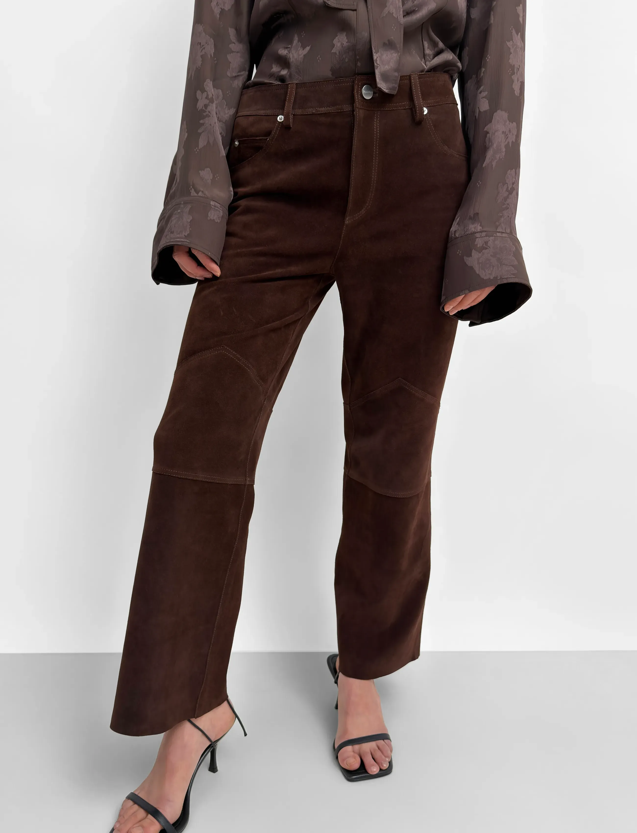 RODEBJER - Rodebjer Joon Suede - leather trousers - dark coffee - 3