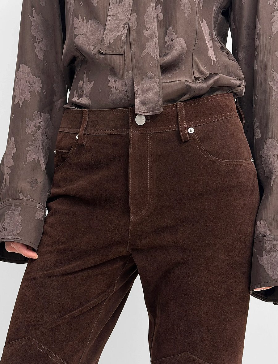 RODEBJER - Rodebjer Joon Suede - leather trousers - dark coffee - 4