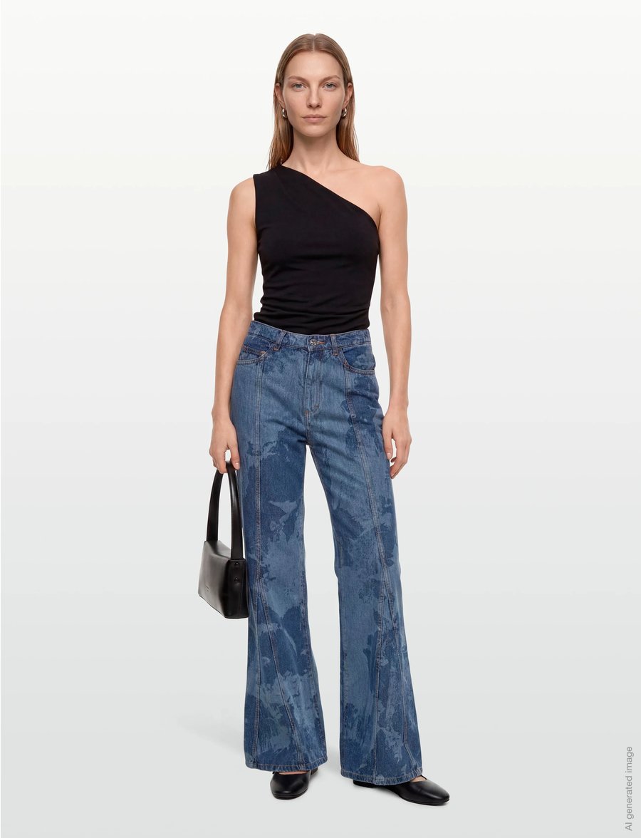 RODEBJER - RODEBJER WIONA DENIM FLOWER - schlaghosen - indigo - 0