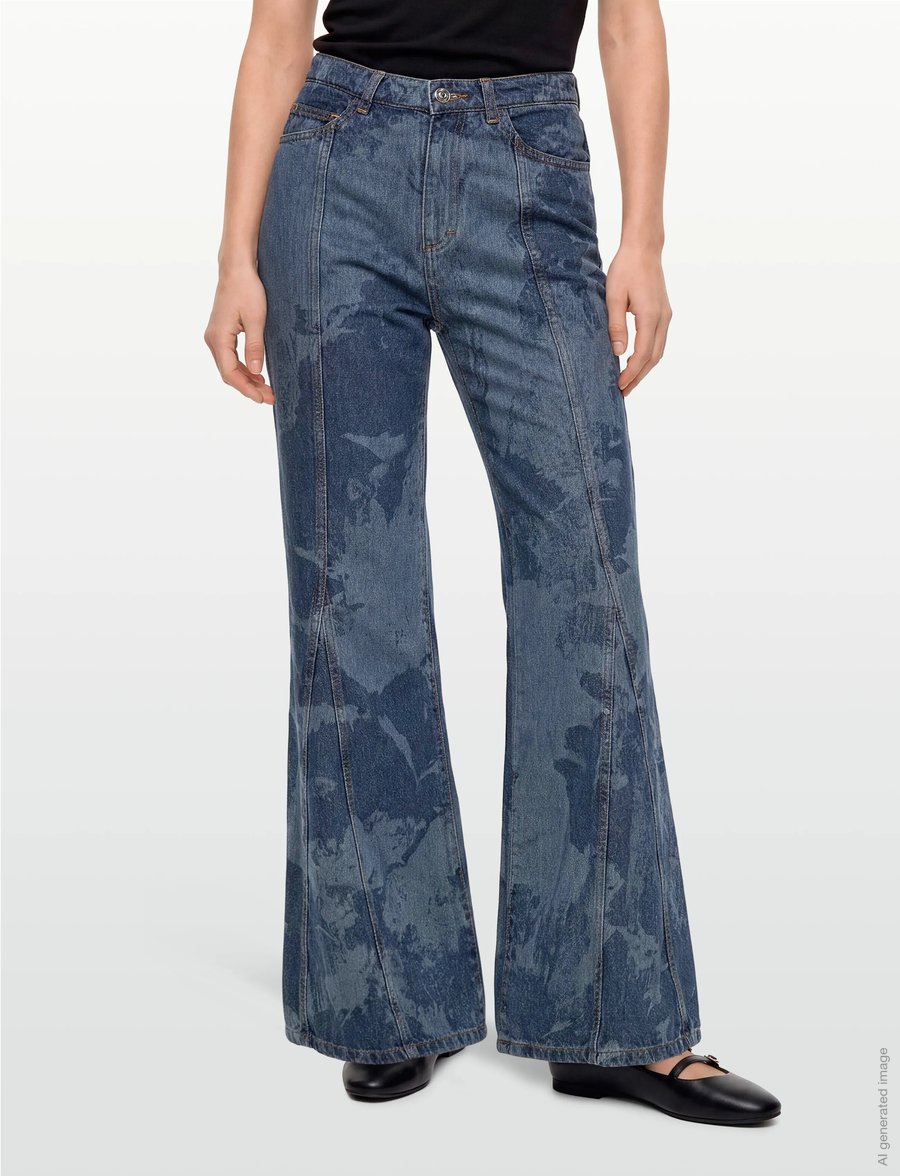 RODEBJER - RODEBJER WIONA DENIM FLOWER - schlaghosen - indigo - 3
