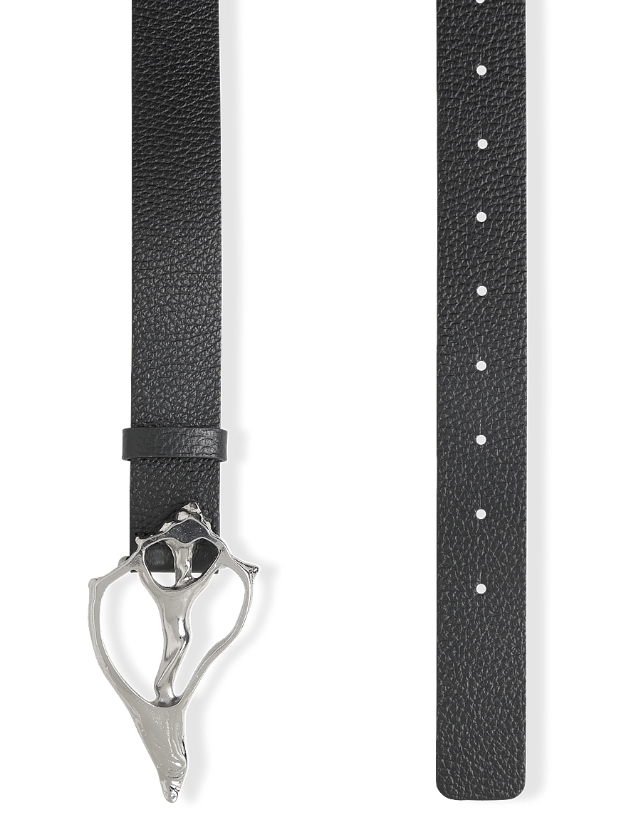 RODEBJER - Rodebjer Shell Wide Pebble Belt - nahkavyöt - black/silver - 1