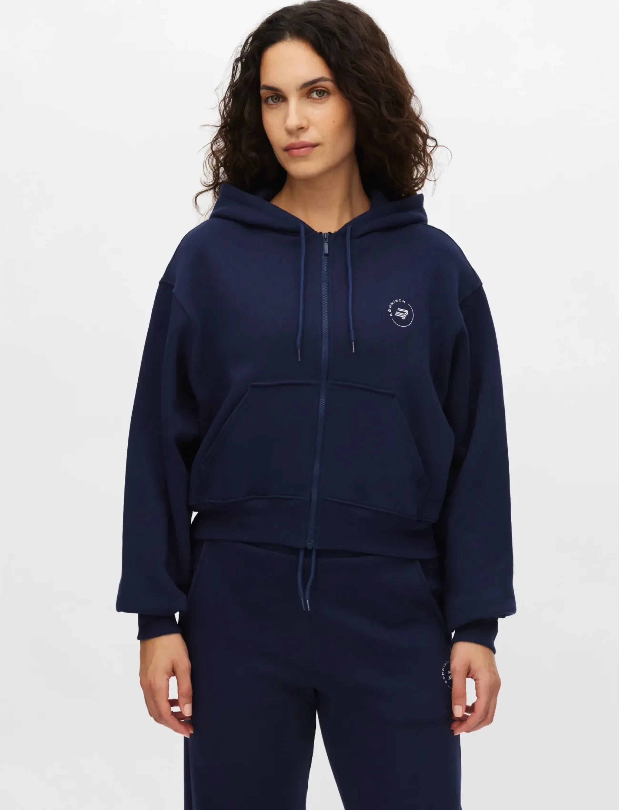 Röhnisch Base Sweat Full Zip Hoodie, L, Navy, Sport Sweatshirts & Hoodies > Sport Hoodies, Dame