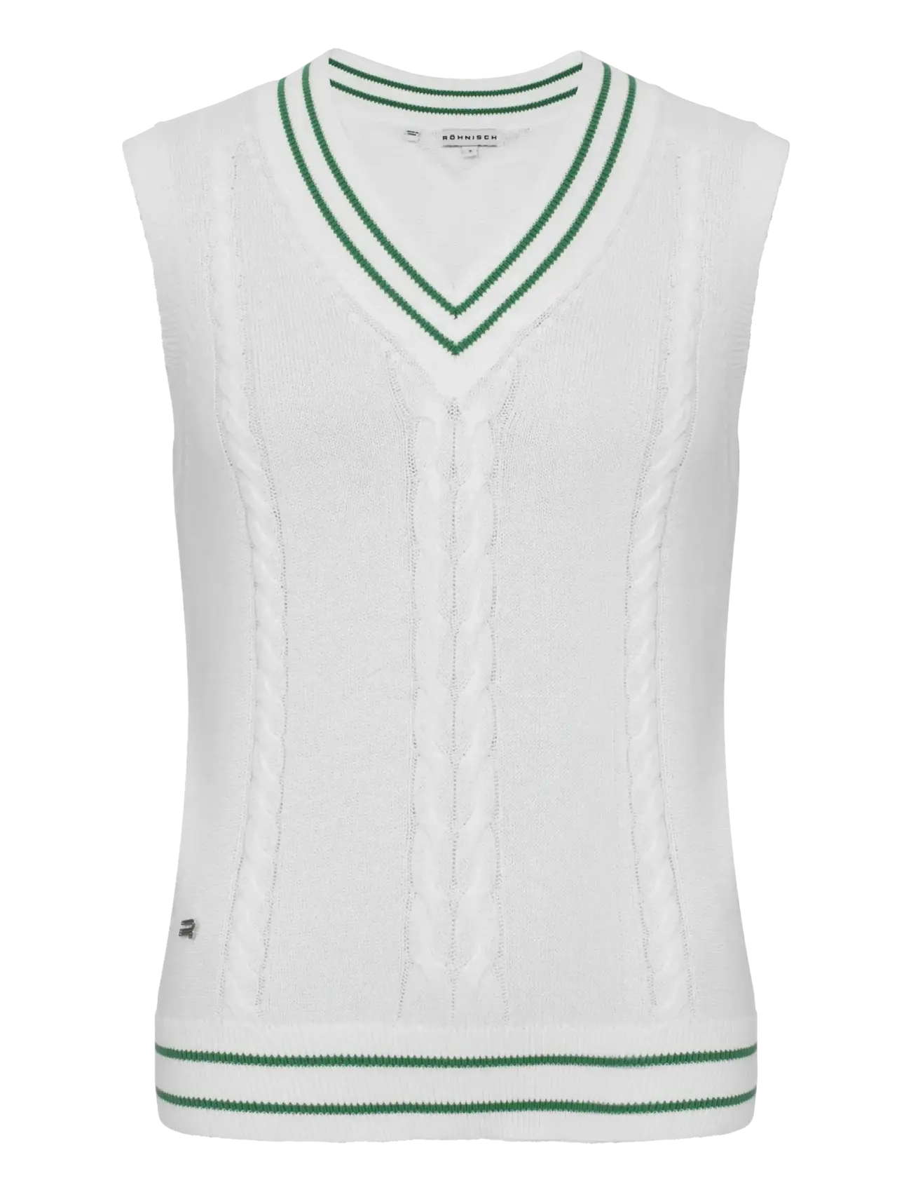 Röhnisch Cotton cable vest - Kläder - WHITE/GREEN / white