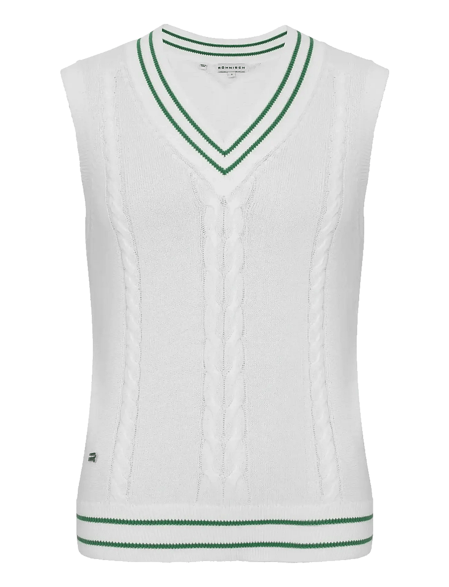 Röhnisch - Cotton cable vest - sweatshirts - white/green - 1