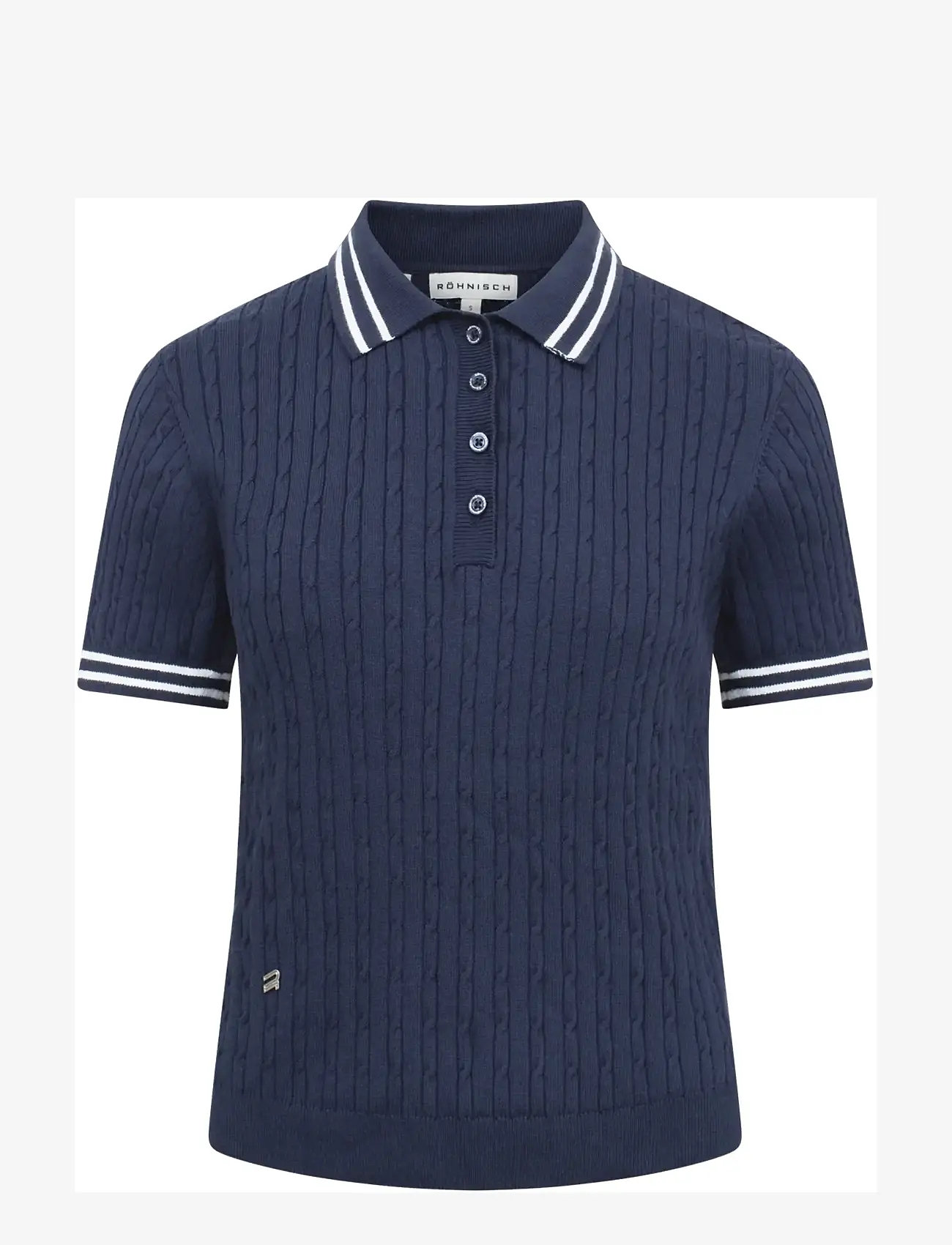 Röhnisch - Classic cable poloshirt - toppe & t-shirts - navy - 1