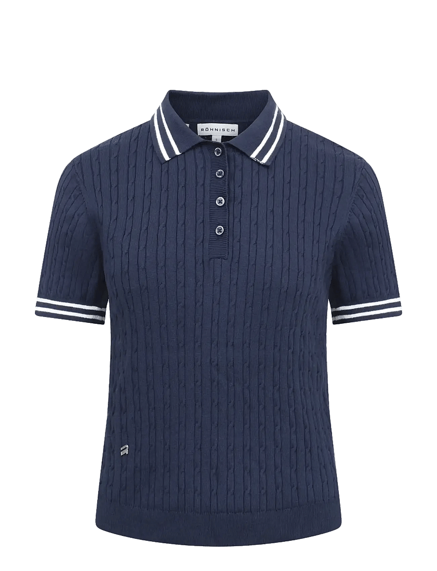 Röhnisch - Classic cable poloshirt - oberteile & t-shirts - navy - 1