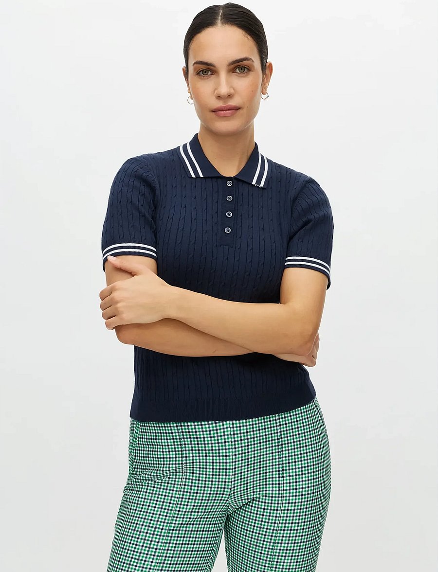 Röhnisch - Classic cable poloshirt - oberteile & t-shirts - navy - 0