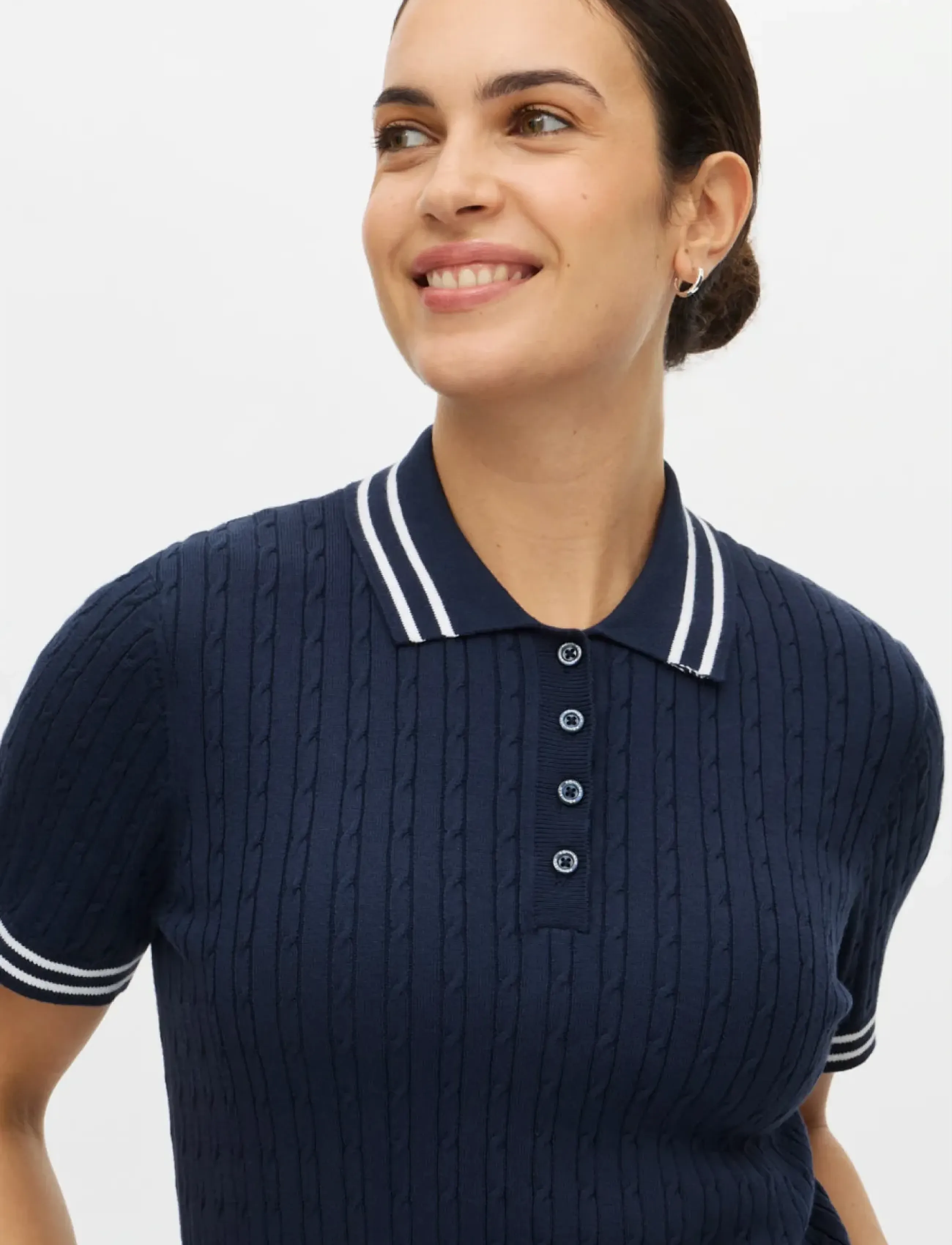 Röhnisch - Classic cable poloshirt - alussärgid ja t-särgid - navy - 2