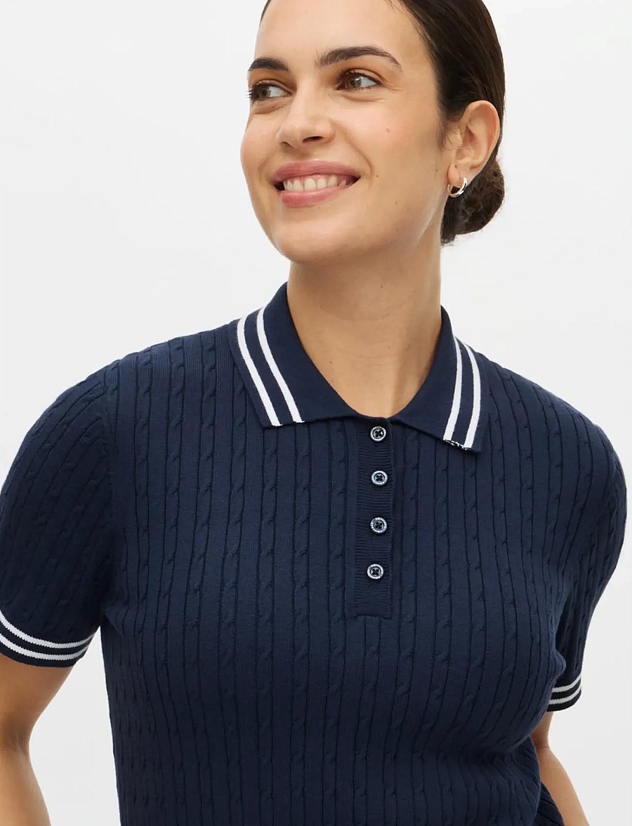 Röhnisch - Classic cable poloshirt - oberteile & t-shirts - navy - 2