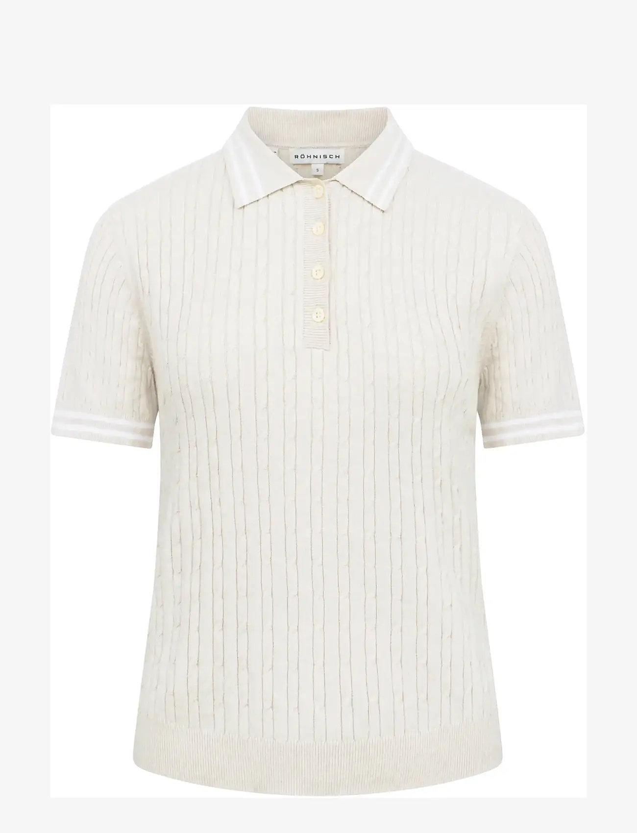 Röhnisch - Classic cable poloshirt - polosärgid - oatmeal - 1
