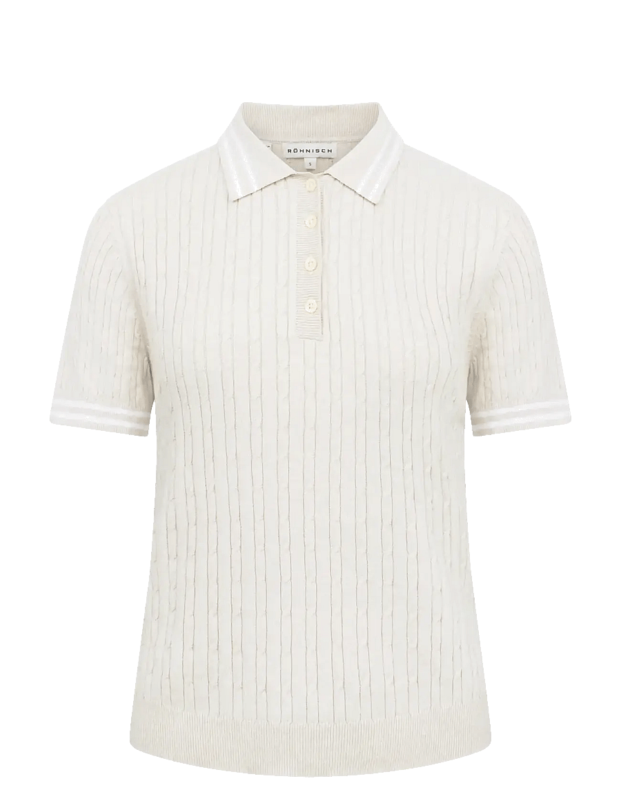Röhnisch - Classic cable poloshirt - oberteile & t-shirts - oatmeal - 1