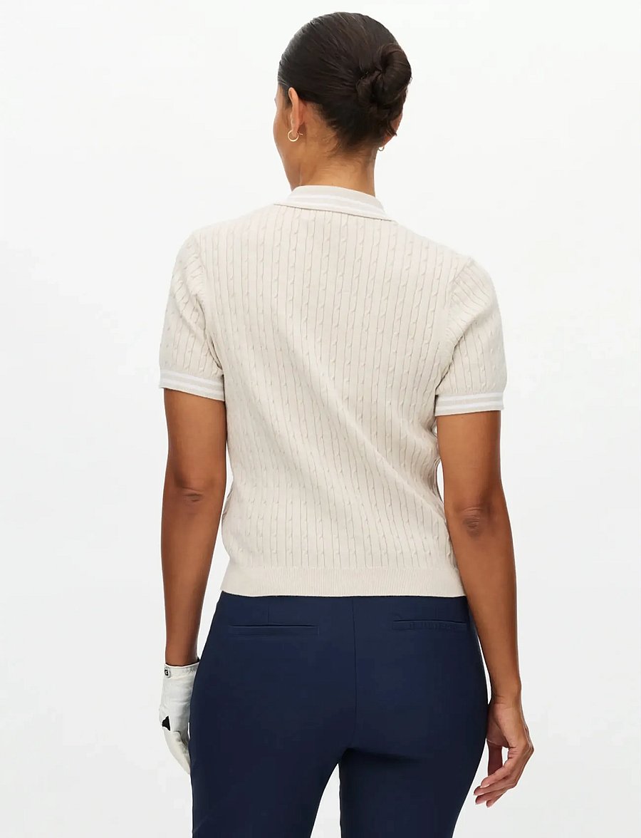 Röhnisch - Classic cable poloshirt - oberteile & t-shirts - oatmeal - 2
