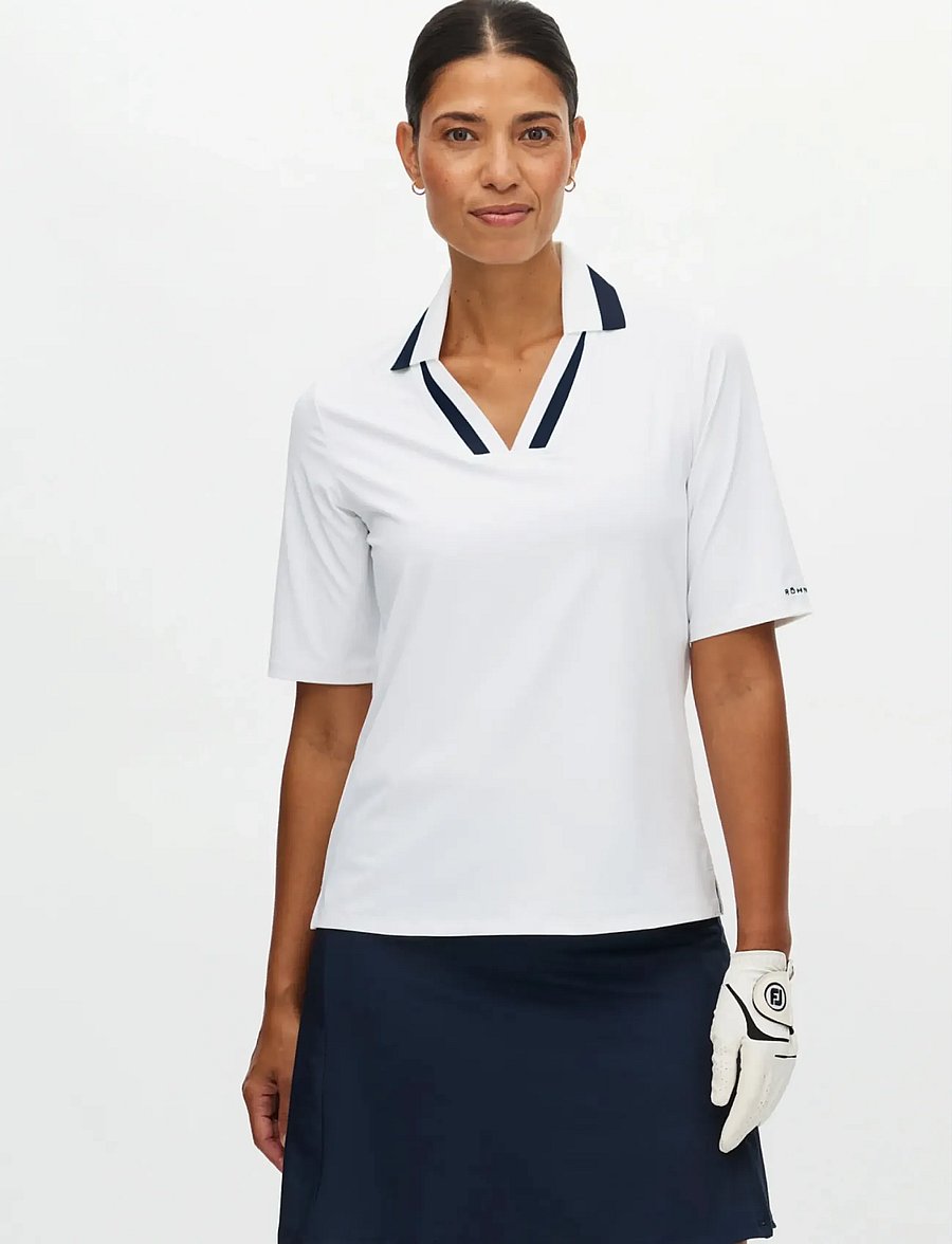 Röhnisch - Essential poloshirt - toppar & t-shirts - white/navy - 0