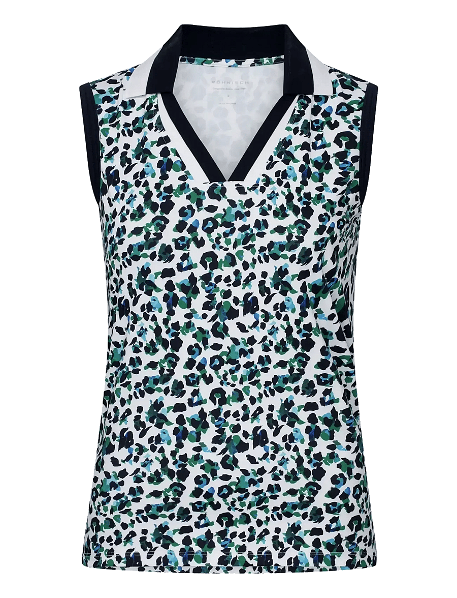 Röhnisch - Essential sleeveless poloshirt - toppe & t-shirts - leo blue/green - 1