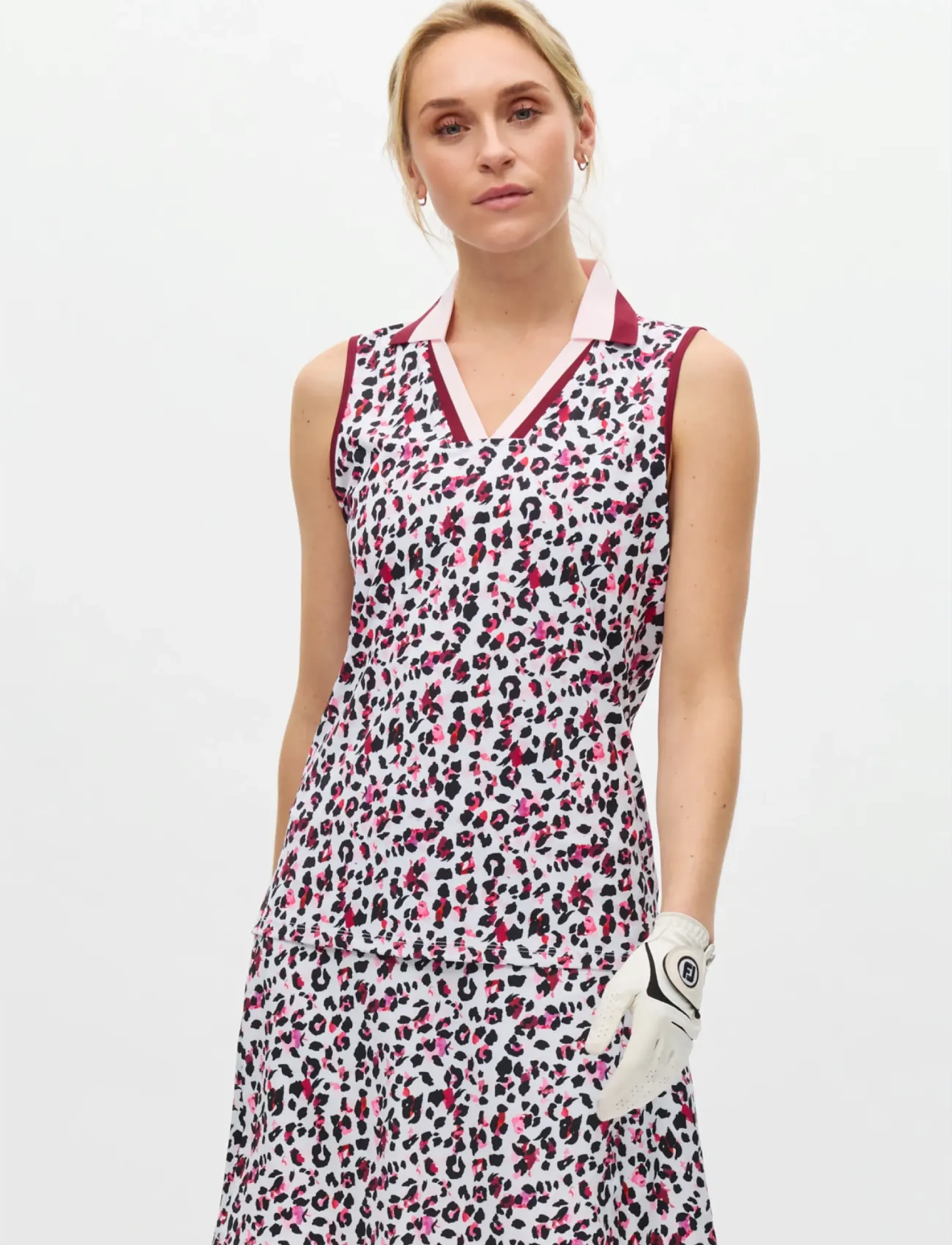 Röhnisch Essential sleeveless poloshirt - Polo's - LEO PINK/BEET / pink/rose